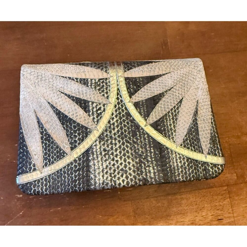 Andrea Pfister Vintage snakeskin 80’s Clutch Detachable Strap Shoulder Bag